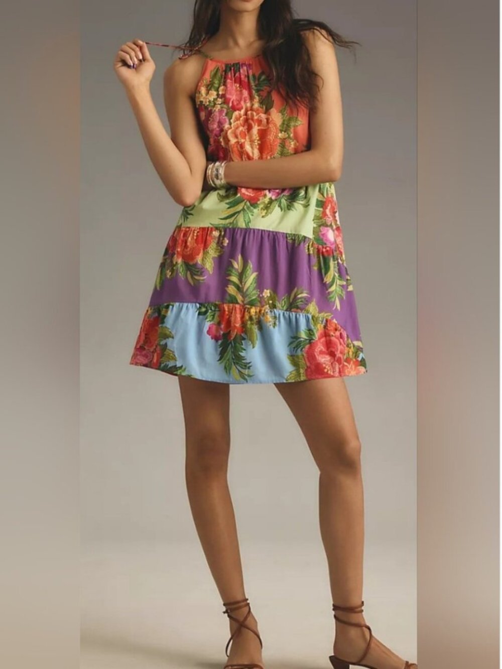 Farm Rio Cotton Patchwork Mini Dress size M